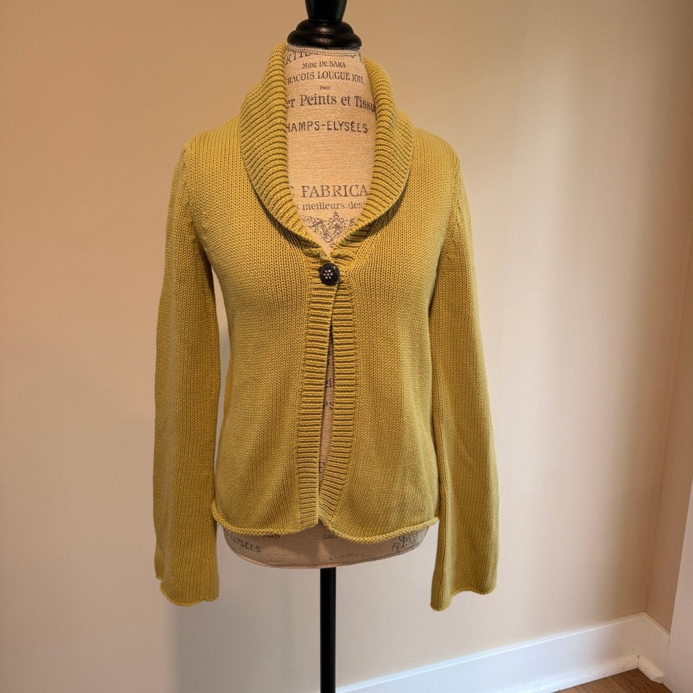 Calvin Klein Womens Lime Green One Button Cardigan With Bell Sleeves Size L